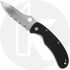 Spyderco Knives Spyderco Tim Wegner C48GPS - Part Serrated ATS-34 Drop Point - Black G10 - Discontinued Item - Serial Numbered - BNIB - 1997