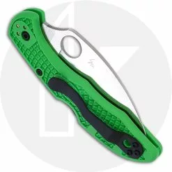 Spyderco Knives Spyderco Salt 2 Wharncliffe Knife - C88FSWCGR2 - Serrated LC200N Wharncliffe - Green FRN - Lock Back -Benchmade Knives Shop SP C88FSWCGR2 CLOSED BACK
