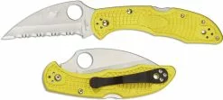 Spyderco Knives Spyderco Salt 2 Wharncliffe C88SWCYL2 Serrated Rust Proof Blade Yellow FRN Lock Back