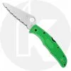 Spyderco Knives Spyderco Pacific Salt 2 Knife - C91FSGR2 - Serrated LC200N Drop Point - Green FRN - Lock Back