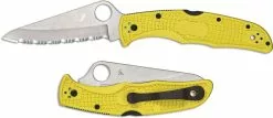 Spyderco Knives Spyderco Pacific Salt 2 Knife - C91SYL2 - Serrated H-1 Drop Point - Yellow FRN - Lock Back