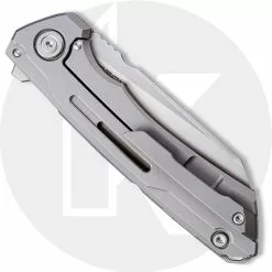 WE Knife Company Mini Buster 2003A - Polished Bead Blasted 20CV Wharncliffe - Gray Titanium - Frame Lock - Flipper Folder -Benchmade Knives Shop WE 2003A CLOSED BACK