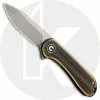 CIVIVI Knives CIVIVI Mini Elementum C18062Q-1 - Gray 14C28N - Black Hand Rub Brass And Gray Steel - Frame Lock - Flipper Folder - Key Ring