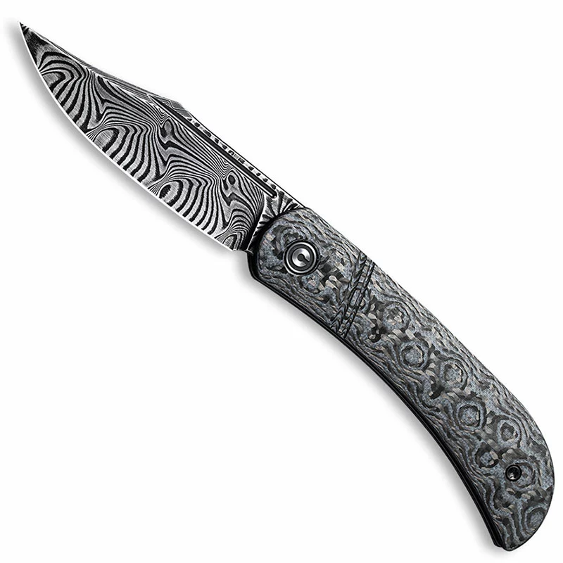 CIVIVI Knives CIVIVI Appalachian Drifter C2015DS-1 - Black Damascus Clip Point - Layered Gray G10 / Rose Pattern CF - Slip Joint Folder 1 CIVIVI Knives CIVIVI Appalachian Drifter C2015DS-1 - Black Damascus Clip Point - Layered Gray G10 / Rose Pattern CF - Slip Joint Folder