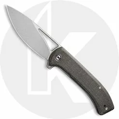 CIVIVI Knives CIVIVI Riffle C2024C - Gray Stonewash 14C28N Drop Point - Dark Green Micarta - Liner Lock Flipper Folder