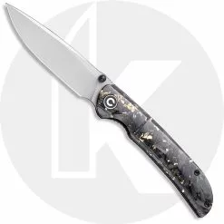 CIVIVI Knives CIVIVI Imperium C2106A - Stonewash Nitro-V - Shredded Carbon Fiber And Golden Shred Resin - Liner Lock - Front Flipper Folder