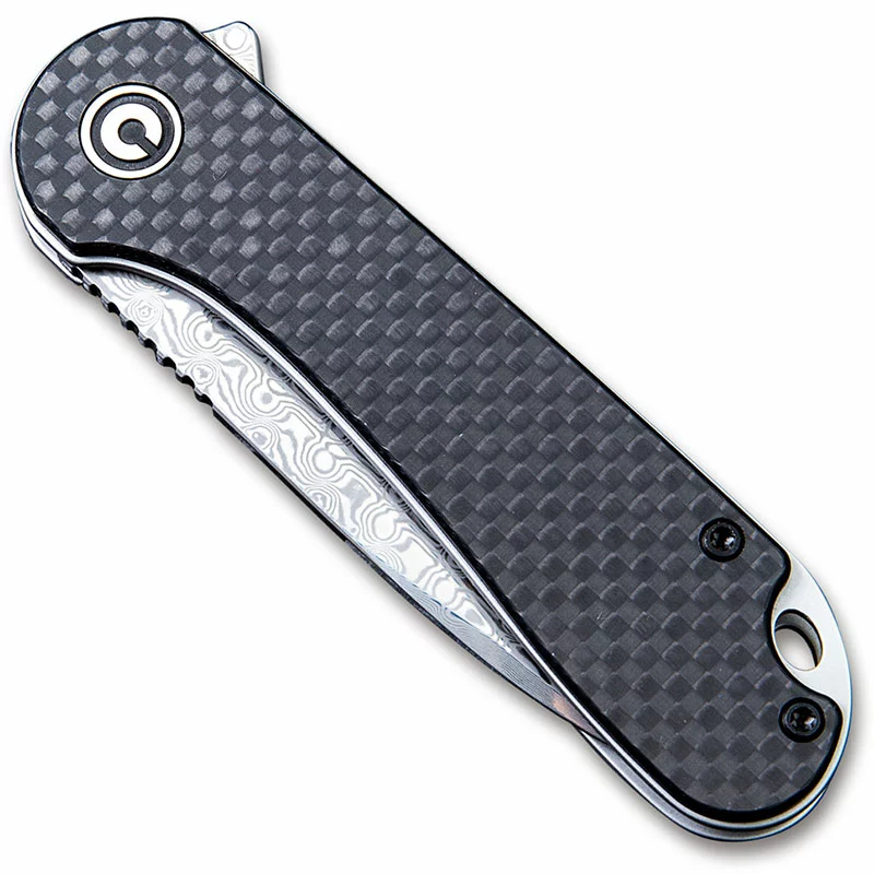 CIVIVI Knives CIVIVI Elementum Knife C907DS - Damascus Drop Point - Black G10 / Carbon Fiber - Liner Lock Flipper Folder 2 CIVIVI Knives CIVIVI Elementum Knife C907DS - Damascus Drop Point - Black G10 / Carbon Fiber - Liner Lock Flipper Folder - Image 2