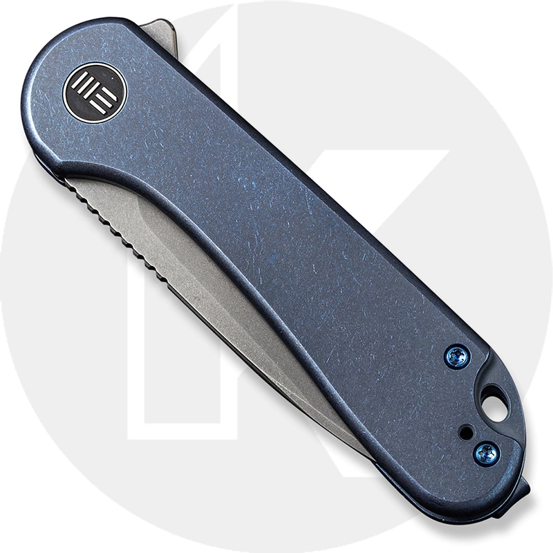 WE Knife Company Elementum 18062X-2 - Gray Stonewash 20CV - Blue Ti - Frame Lock Flipper Folder 2 WE Knife Company Elementum 18062X-2 - Gray Stonewash 20CV - Blue Ti - Frame Lock Flipper Folder - Image 2